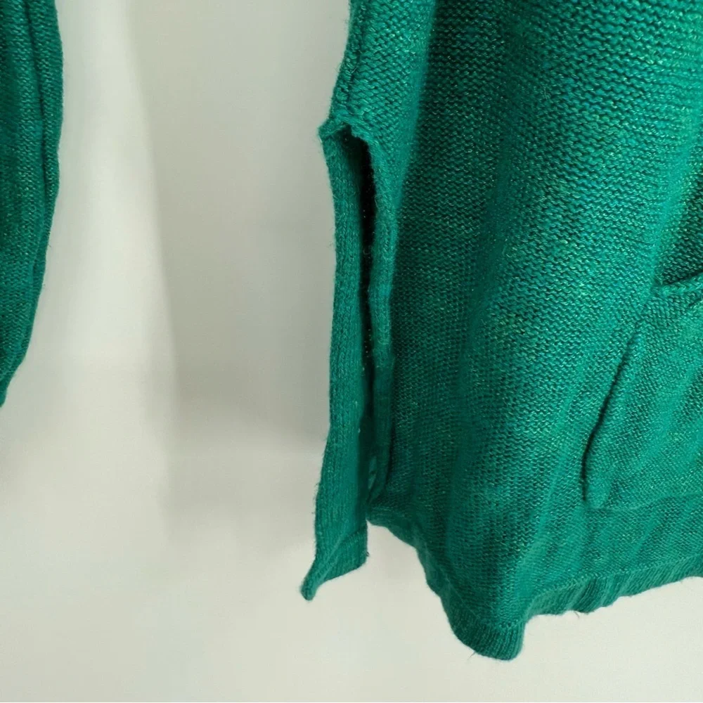 Free People Optimistic Linen Blend Green Hoodie Sweater Size Small Long Sleeves